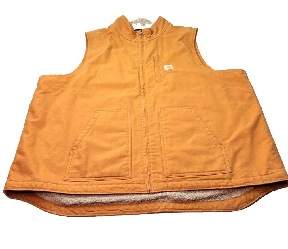 Carhartt Men’s Duck Canvas Sherpa Lined Full Zip Work Vest 104277 Size 3XLT